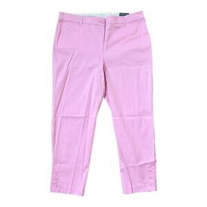 Talbots Pink Cotton Blend Perfect Crop Pants Sz 12 NWT Preppy Career Teachercore